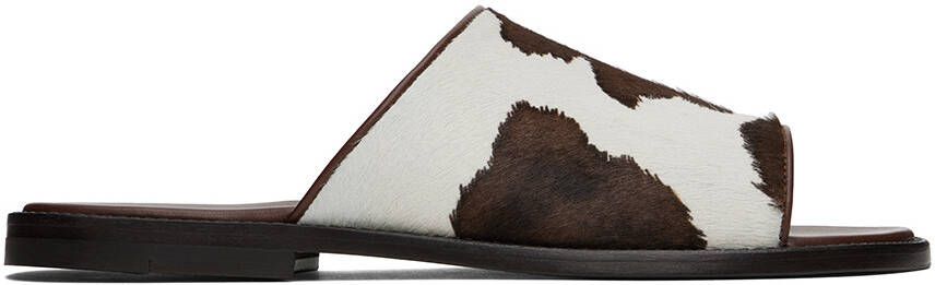 Manolo Blahnik Brown & White Vespasio Slippers - Picture 5