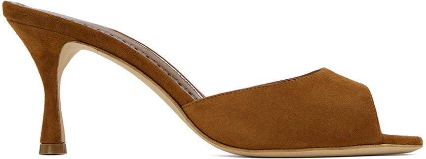 Manolo Blahnik Brown Jada Mules - Picture 5