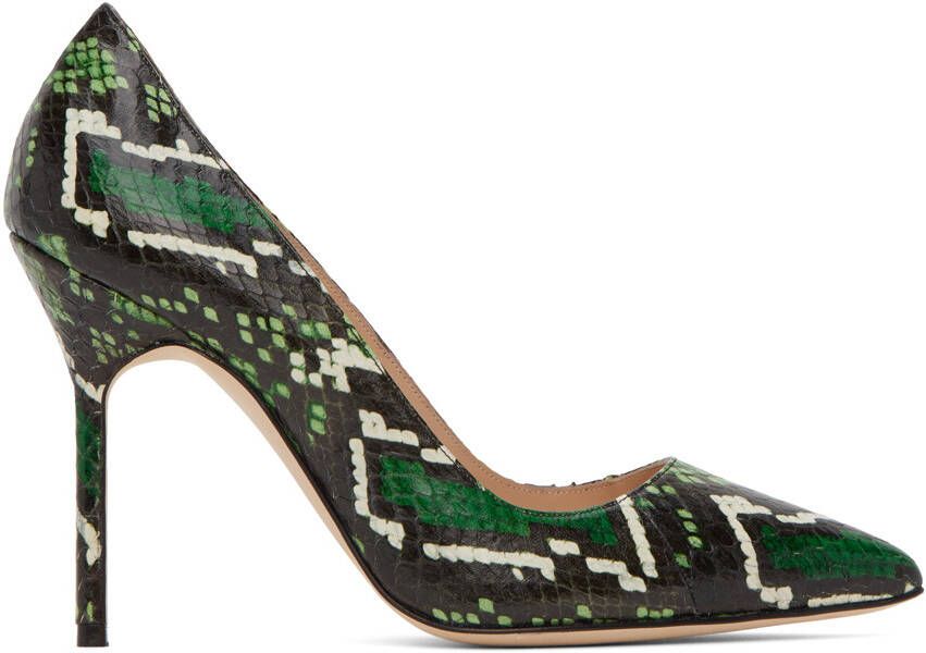 Manolo Blahnik Green BB Snakeskin Heels - Picture 5