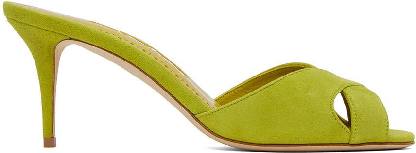Manolo Blahnik Green Mumbimu Mules