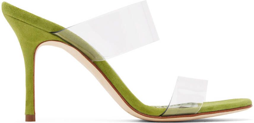 Manolo Blahnik Green Scolto Heeled Sandals - Picture 5