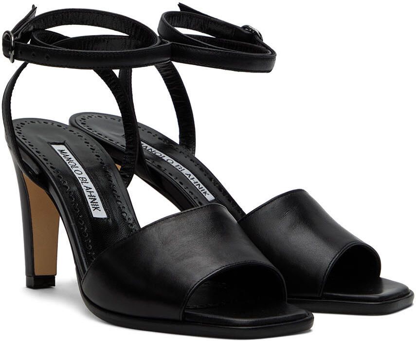 Manolo Blahnik Black Araspe Heeled Sandals - Picture 2