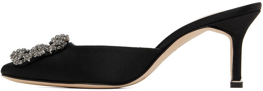 Manolo Blahnik Black Hangisimu Mules - Picture 4