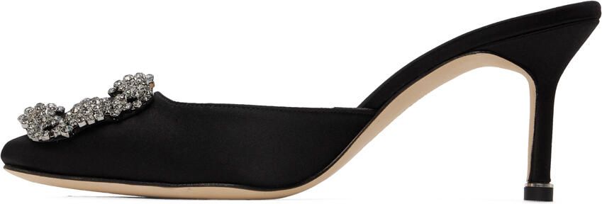 Manolo Blahnik Black Hangisimuca Heeled Mules - Picture 4
