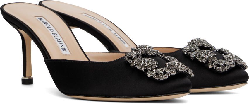 Manolo Blahnik Black Hangisimuca Heeled Mules - Picture 2