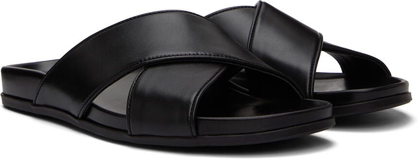 Manolo Blahnik Black Leather Chiltern Sandals - Picture 2