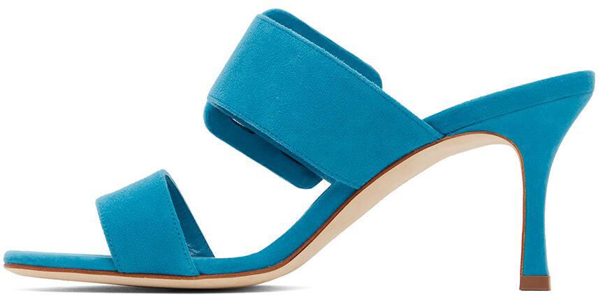 Manolo Blahnik Blue Gable Mules - Picture 3