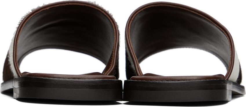 Manolo Blahnik Brown & White Vespasio Slippers
