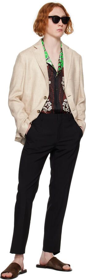 Manolo Blahnik Brown & White Vespasio Slippers - Picture 3