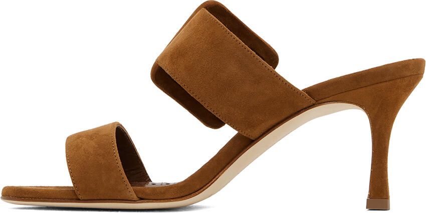 Manolo Blahnik Brown Gable Heeled Sandals - Picture 3