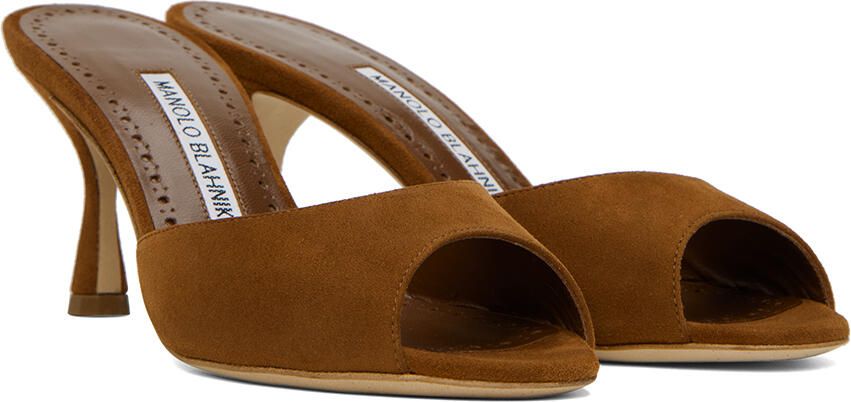 Manolo Blahnik Brown Jada Mules - Picture 2