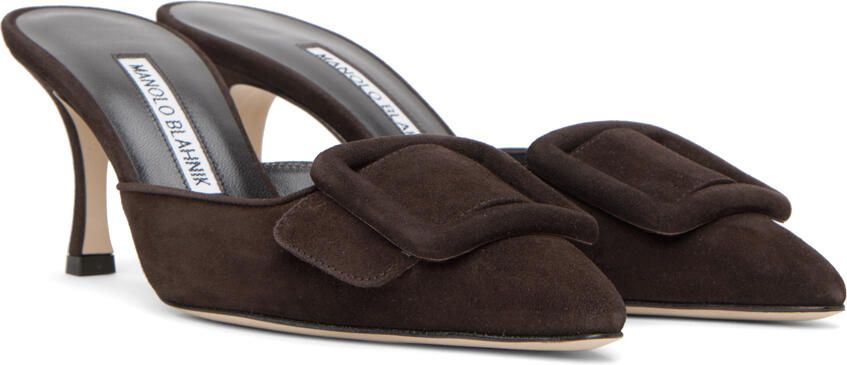 Manolo Blahnik Brown Maysale 70 Mules - Picture 2