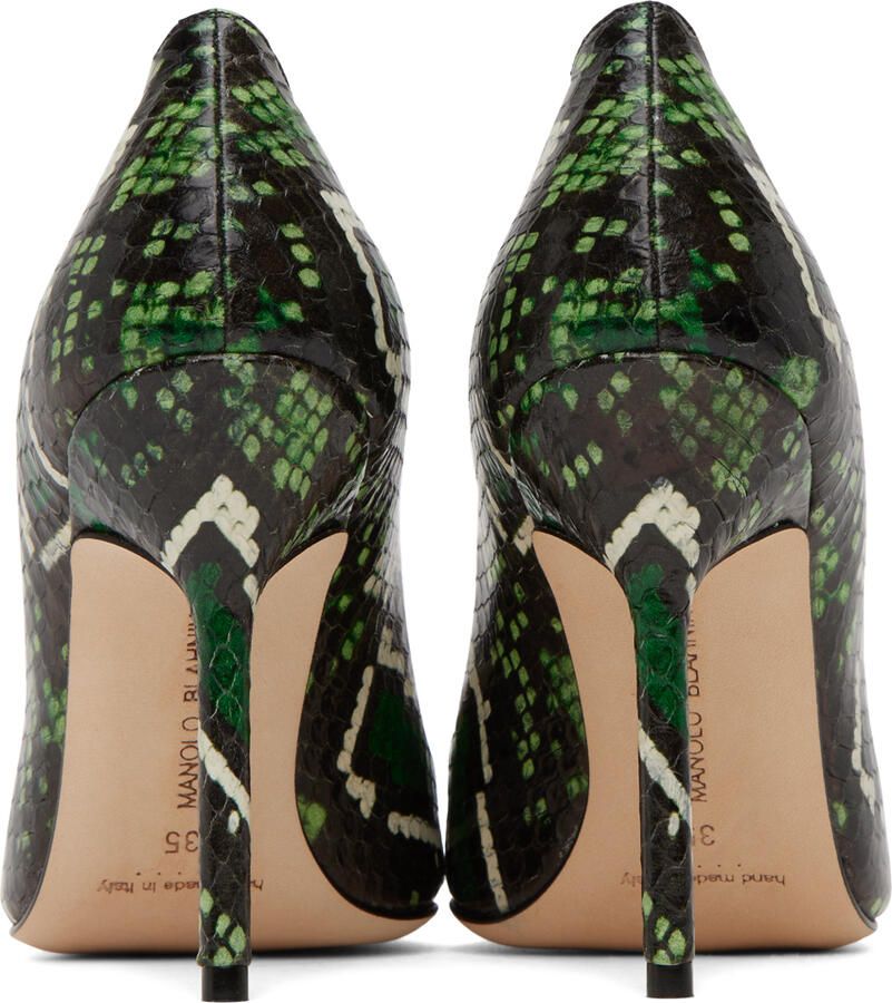 Manolo Blahnik Green BB Snakeskin Heels