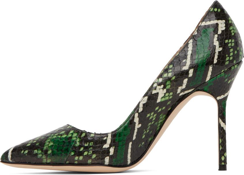Manolo Blahnik Green BB Snakeskin Heels - Picture 3