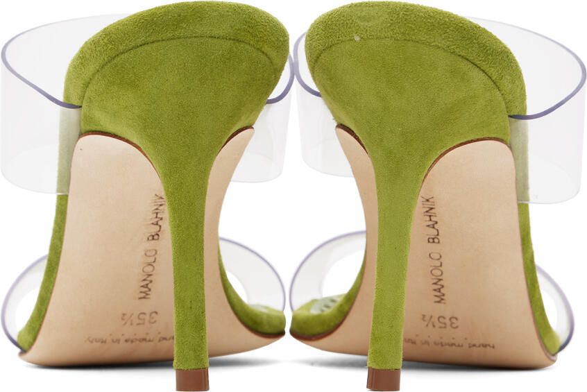 Manolo Blahnik Green Scolto Heeled Sandals