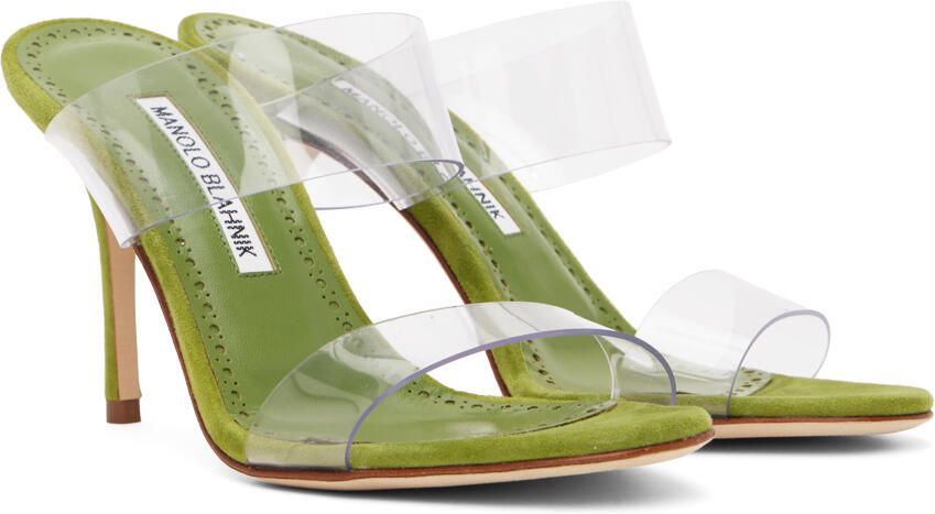 Manolo Blahnik Green Scolto Heeled Sandals - Picture 2