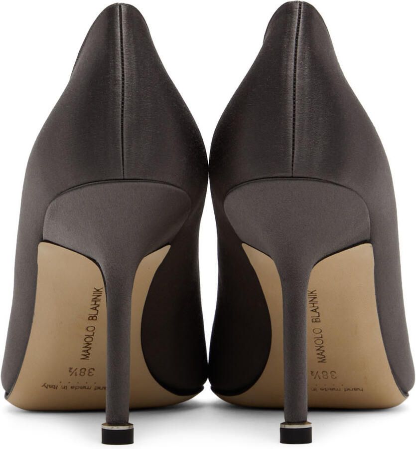 Manolo Blahnik Grey Satin Hangisi Heels