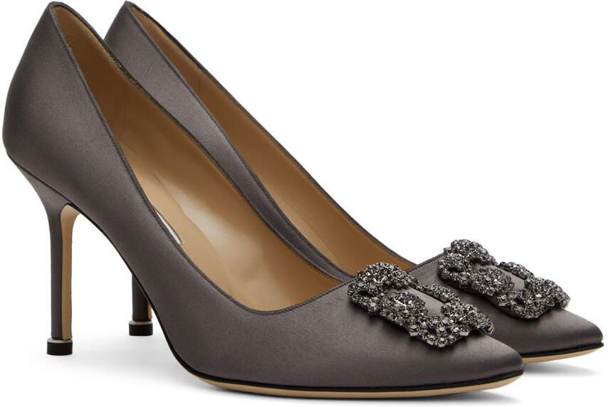 Manolo Blahnik Grey Satin Hangisi Heels - Picture 2