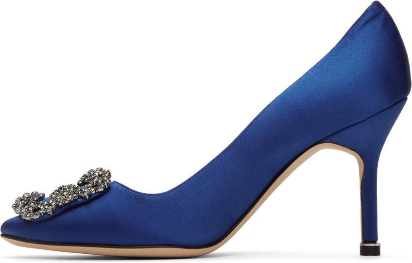 Manolo Blahnik Navy Hangisi 90 Heels - Picture 3