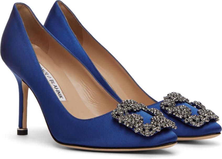 Manolo Blahnik Navy Hangisi 90 Heels - Picture 2