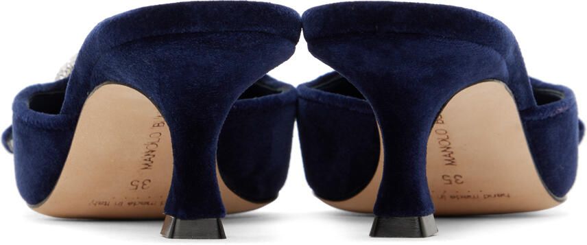 Manolo Blahnik Navy Maysale Mules
