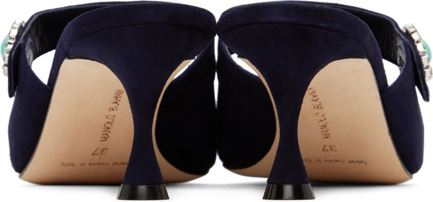 Manolo Blahnik Navy Porramu 50 Mules