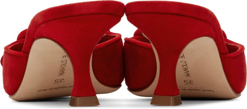 Manolo Blahnik Red Maysale 50 Mules