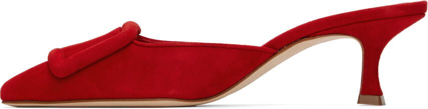 Manolo Blahnik Red Maysale 50 Mules - Picture 4