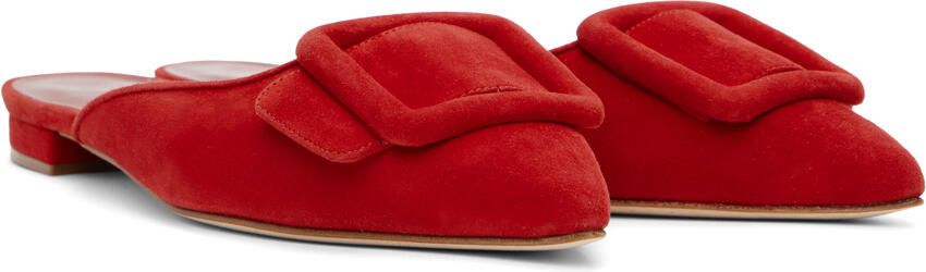 Manolo Blahnik Red Maysale Flat Slippers - Picture 3