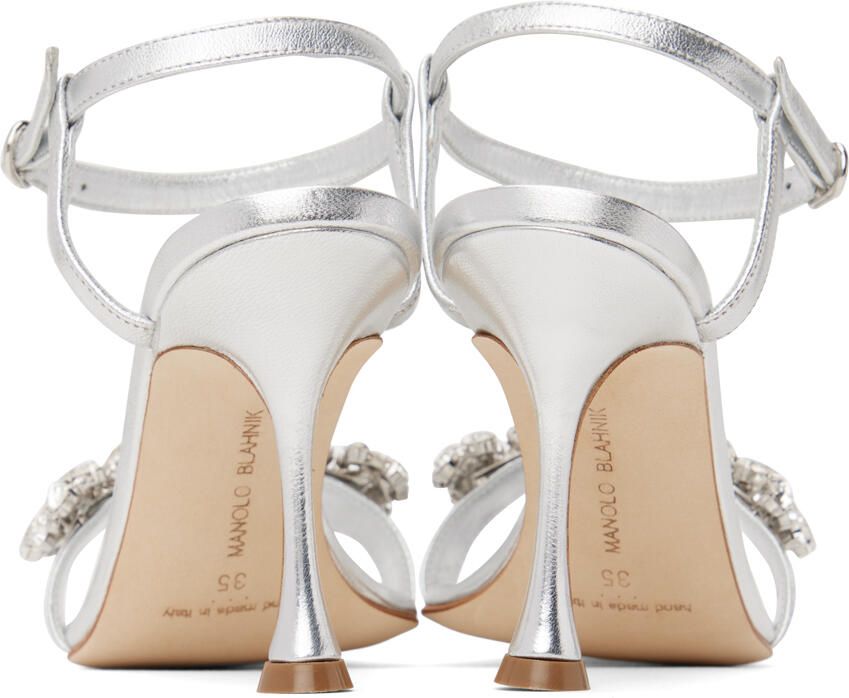 Manolo Blahnik Silver Finah Sandals