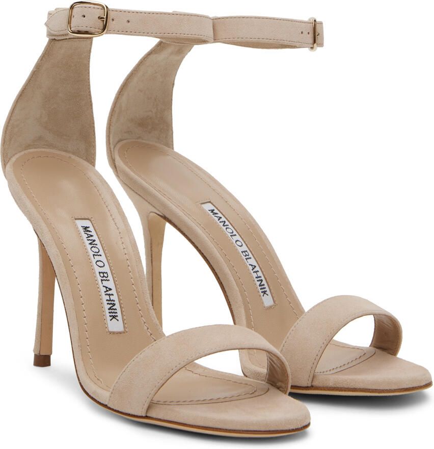 Manolo Blahnik Taupe Chaos Heeled Sandals