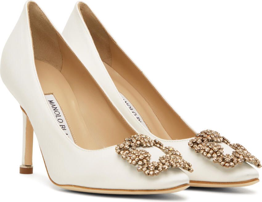 Manolo Blahnik White Hangisi Heels - Picture 2