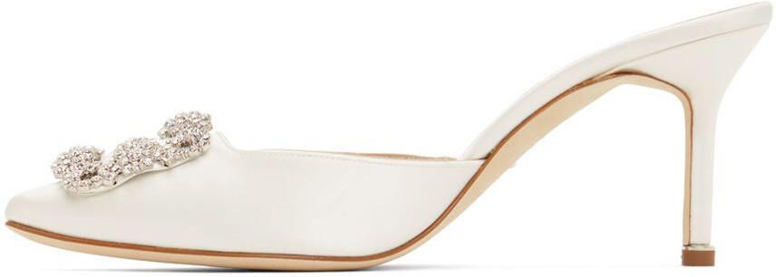 Manolo Blahnik White Hangisimu Mules - Picture 3