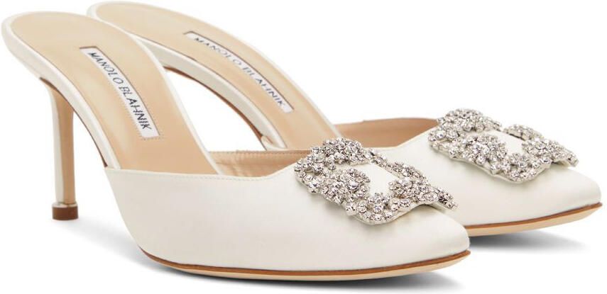 Manolo Blahnik White Hangisimu Mules - Picture 2