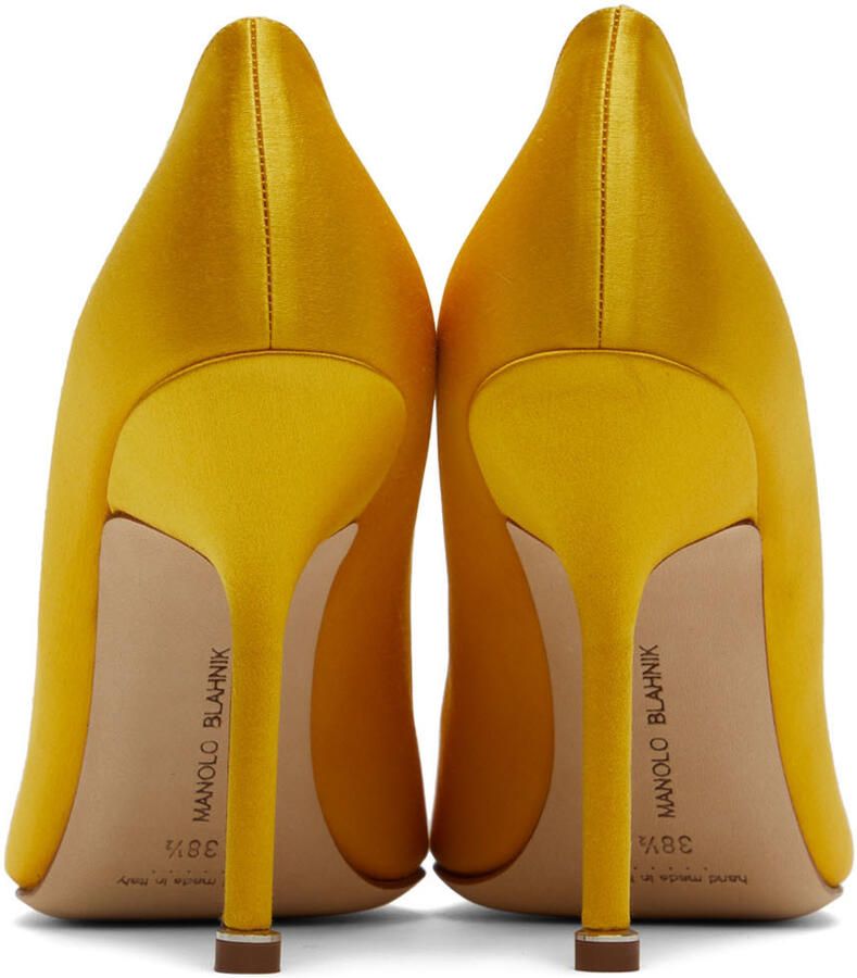 Manolo Blahnik Yellow Satin Hangisi Heels