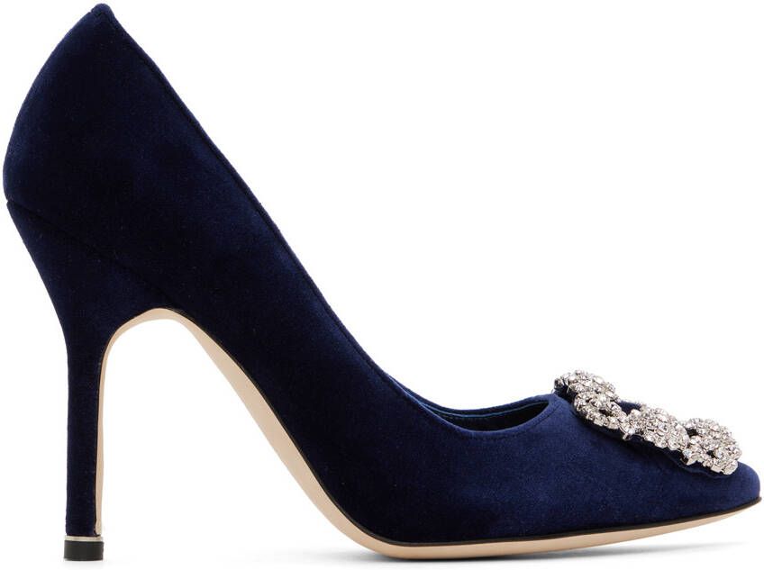 Manolo Blahnik Navy Hangisi Heels