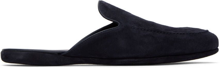Manolo Blahnik Navy Montague Slippers