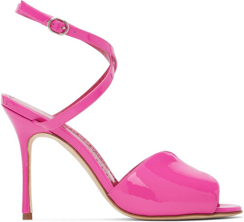 Manolo Blahnik Pink Hourani 105 Heeled Sandals - Picture 5