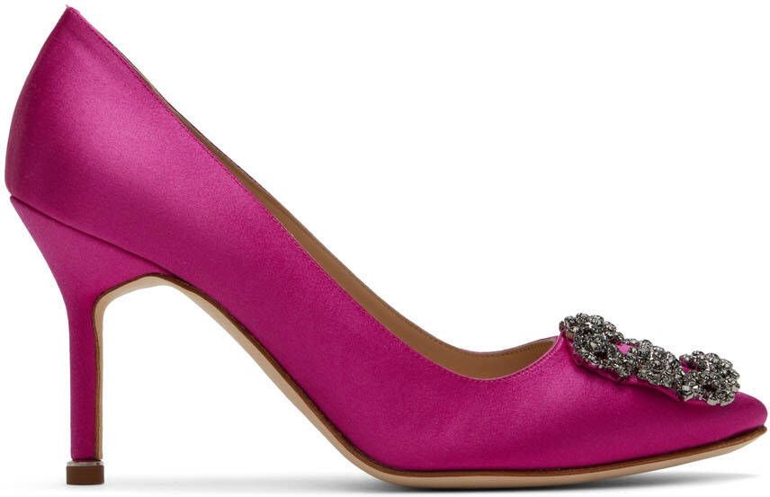 Manolo Blahnik Pink Satin Hangisi Heels