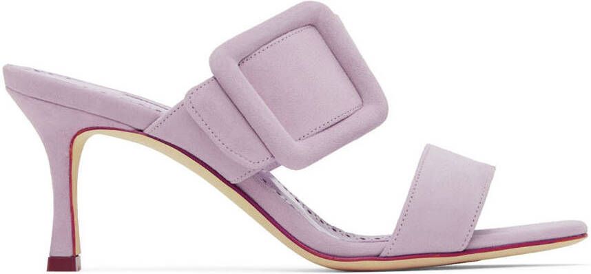 Manolo Blahnik Purple Gable Mules - Picture 5