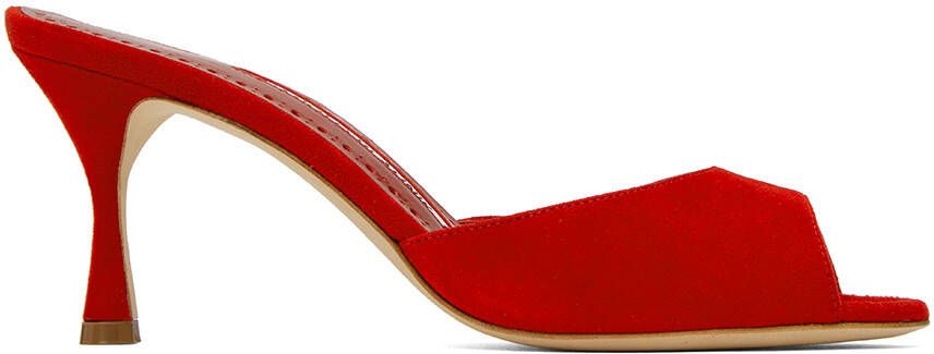 Manolo Blahnik Red Jada Mules - Picture 5