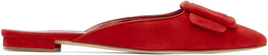 Manolo Blahnik Red Maysale Flat Slippers - Picture 5