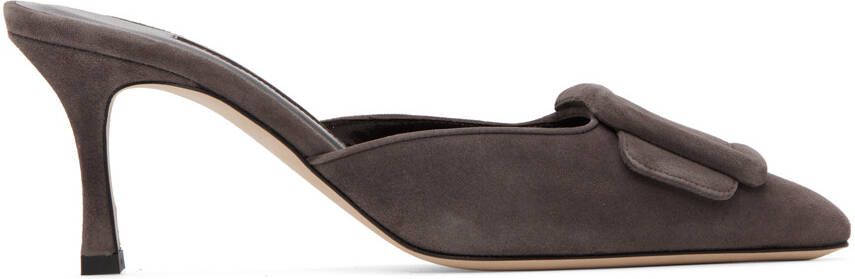 Manolo Blahnik Taupe Maysale 50 Heels - Picture 5