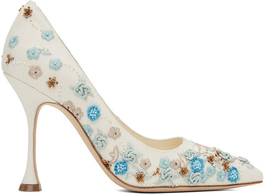 Manolo Blahnik White Fiorata Heels - Picture 5