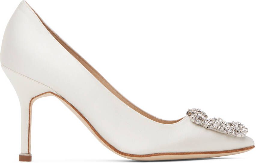 Manolo Blahnik White Hangisi 90 Heels - Picture 5