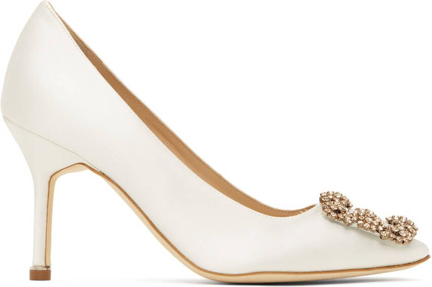 Manolo Blahnik White Hangisi Heels - Picture 5