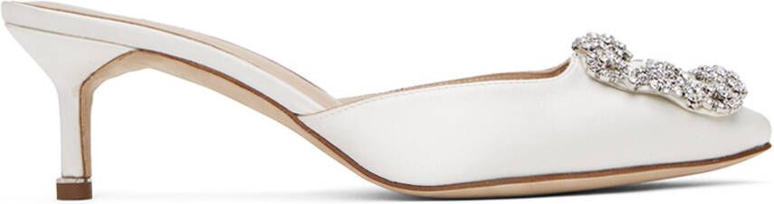 Manolo Blahnik White Hangisimu 50 Mules - Picture 5