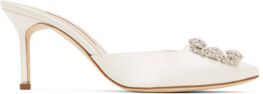 Manolo Blahnik White Hangisimu Mules - Picture 5