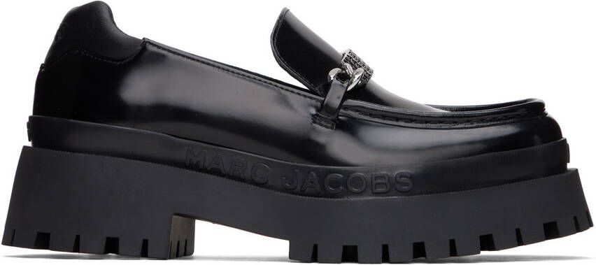Marc Jacobs Black 'The Leather Barcode Monogram' Loafers - Picture 5