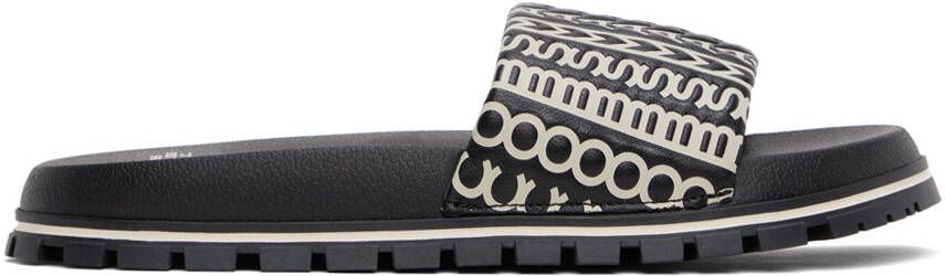 Marc Jacobs Black & White 'The Monogram Slide' Sandals - Picture 8